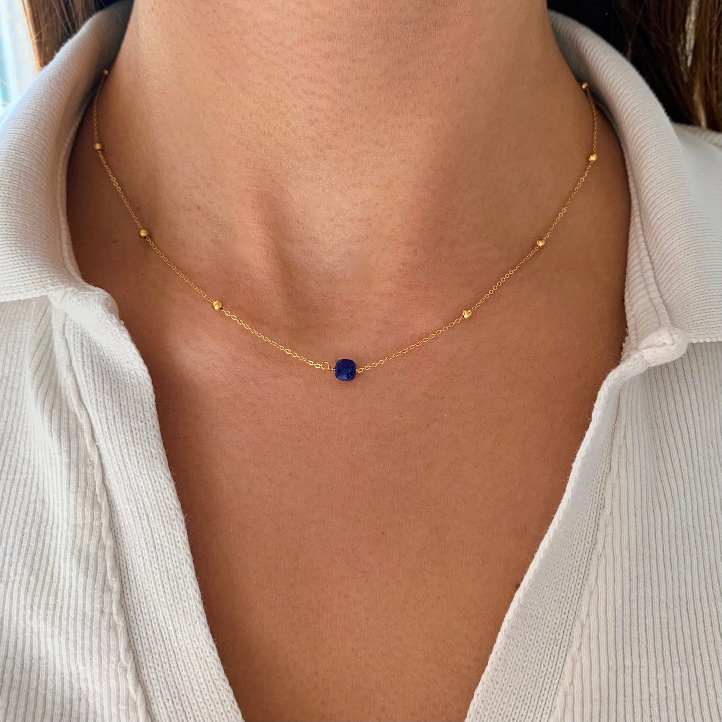 Fijne blauwe halsketting met Lapis Lazuli